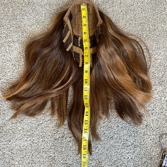 💯 18” REMY GOLDEN BROWN THICK WAVY HUMAN HAIR WIG MONOFILAMENT COMB ATTACHMENT - Picture 11 of 16
